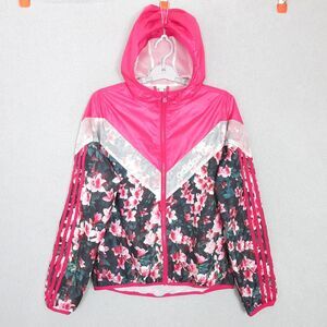 Adidas‎ Neo Windbreaker Jacket Womens S Floral Pink Hooded Full Zip Lightweight